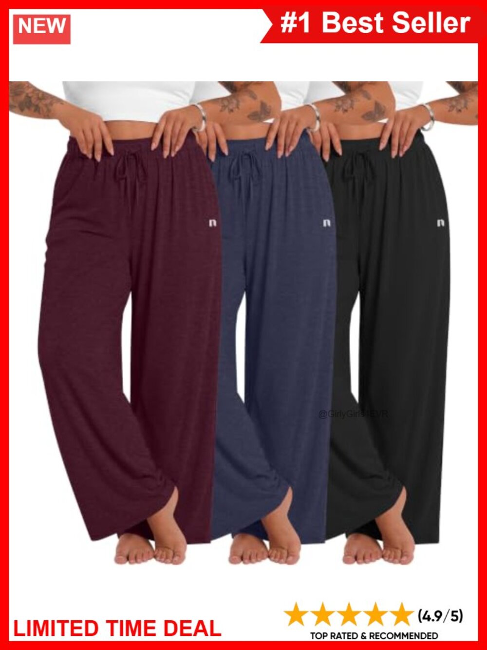 Plus Size Wide Leg Sweatpants with Pockets Drawstring Lounge Pants